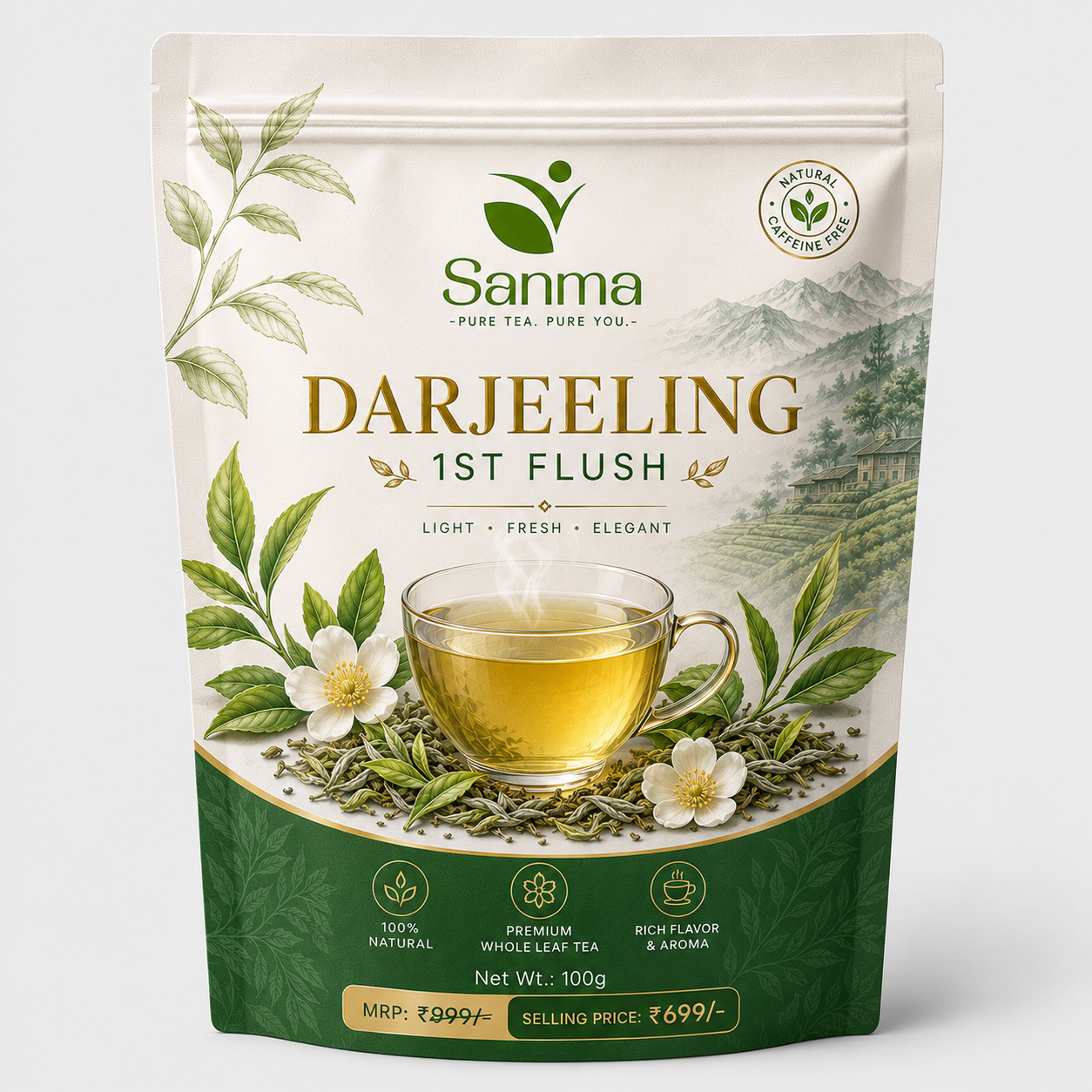 Darjeeling 1st flush Sanma Darjeeling 1st Flush Tea – Premium Whole Leaf Tea (100g) - Image 1