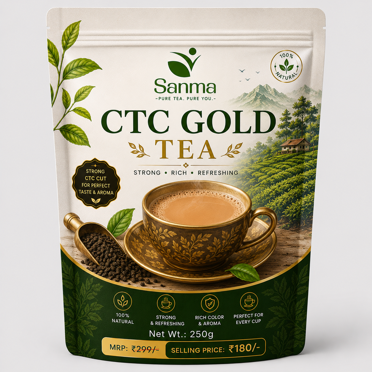 ctc gold 250g Sanma CTC Gold Tea – Premium Strong CTC Blend - Image 1