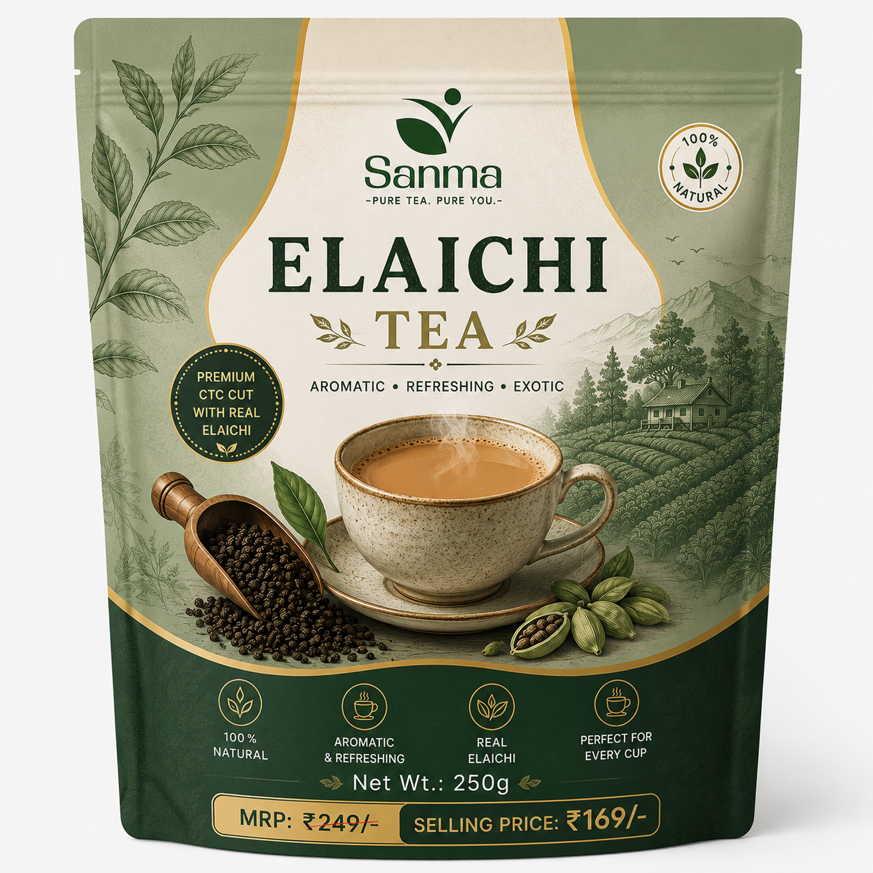 elaichi Sanma Elaichi Tea – Premium Elaichi Flavoured CTC Tea (250g) - Image 1